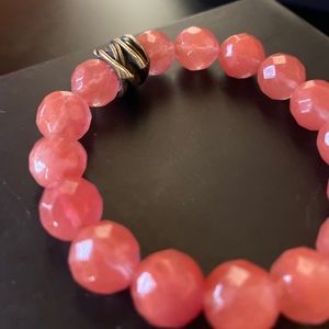 Faceted Carnelian Bracelet w/ brass accent bead